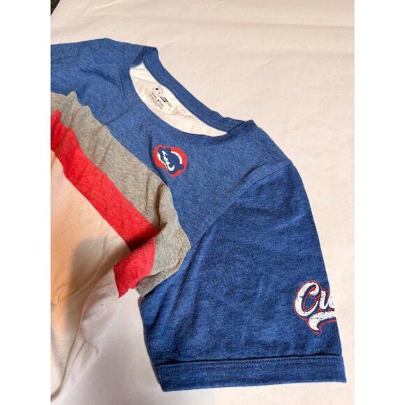 Chicago Cubs Womens Striped Short Sleeve T-Shirt By New Era Size L - Picture 5 of 9